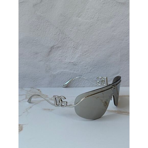 NEW Dolce Gabbana DG2320 Silver Mirror Shield Sunglasses $646